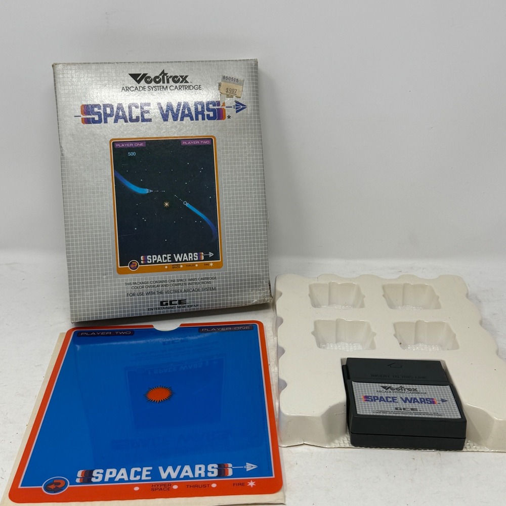 Vectrex Space Wars Game Cartridge GCE 1982 Vintage Boxed with Overlay